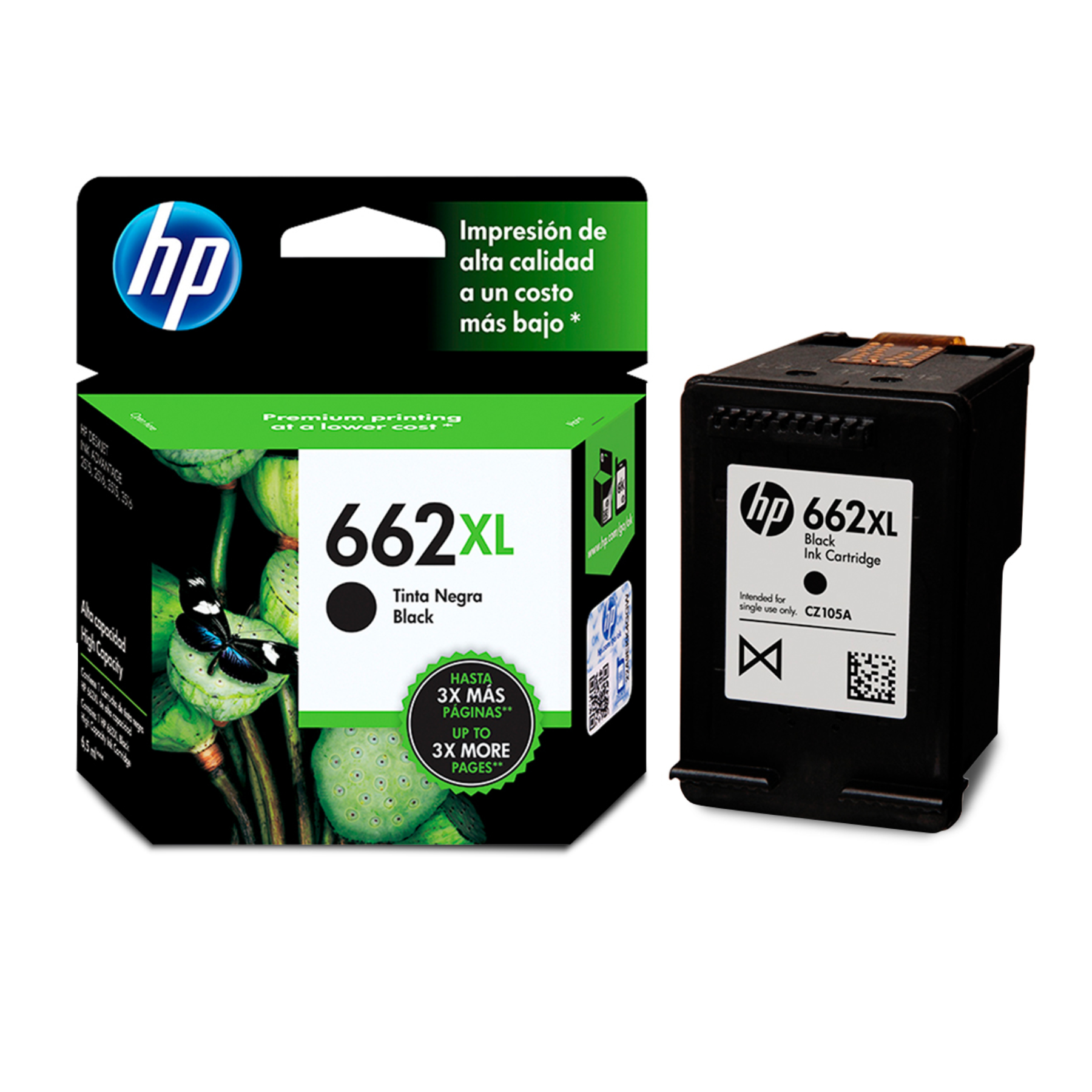 Cartucho HP Num 662XL Negro alto rendimiento 6.5ML CZ105AL