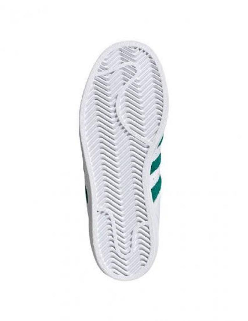 TENIS ADIDAS SUPERSTAR FOUNDATION BLANCO CON LINEAS VERDES (H03976)