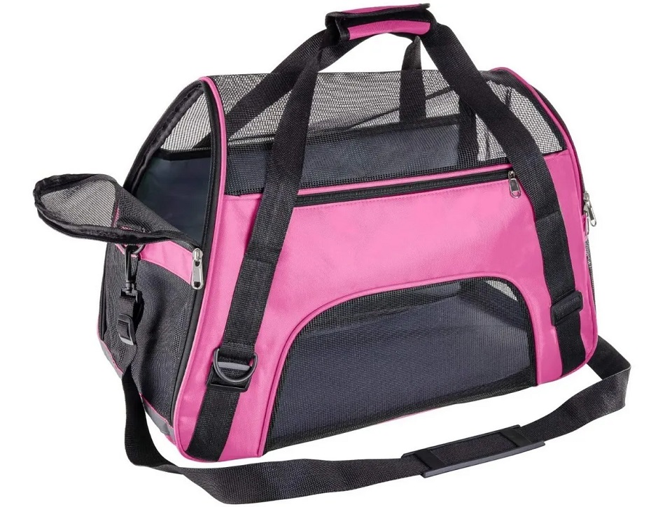 Bolsa Plegable Para Transporte De Mascota+almohadilla Felpa Rosa