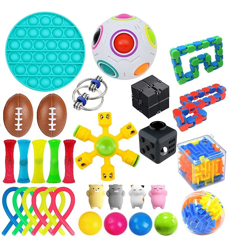 Juguete Antiestres Pop It Push Burbuja Fidget Alivia Estrés Azul