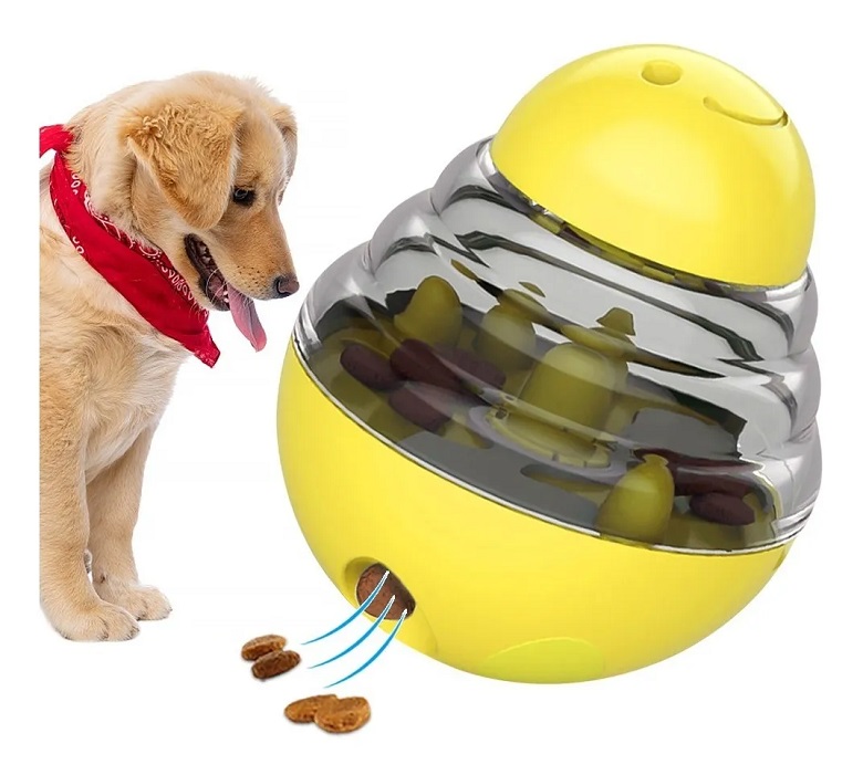 Dispensador De Comida Interactivo Para Perros, Amarillo