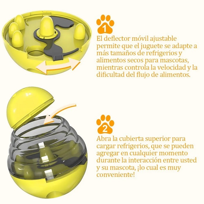 Dispensador De Comida Interactivo Para Perros, Amarillo