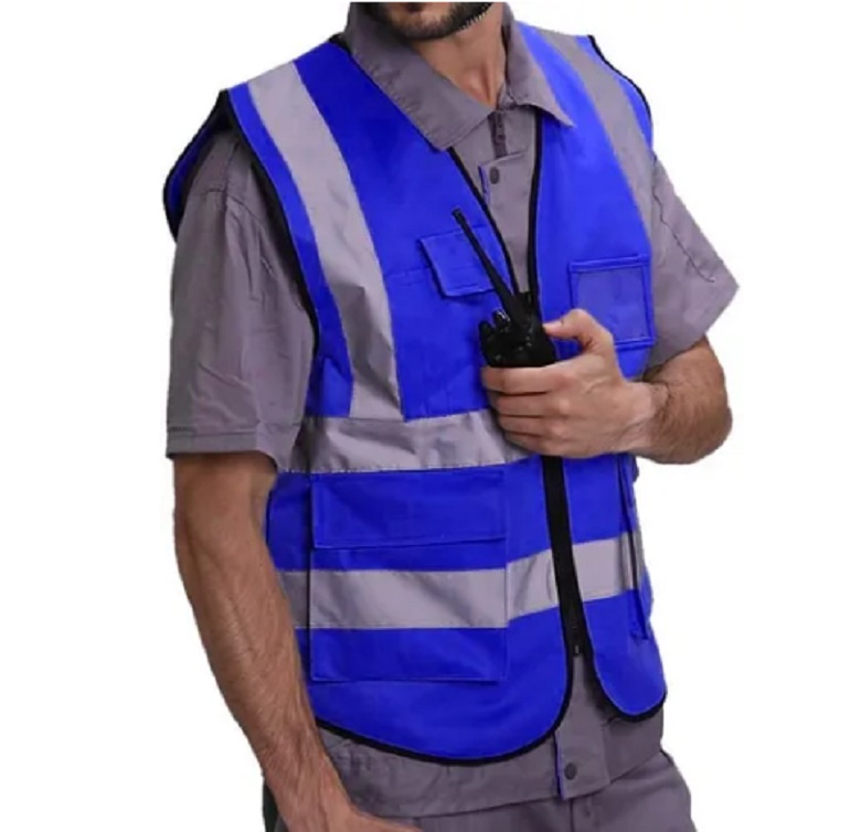 Chaleco De Seguridad Reflectante De Alta Visibilidad Azul