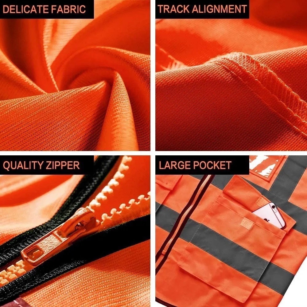 Chaleco De Seguridad Reflectante De Alta Visibilidad Naranja