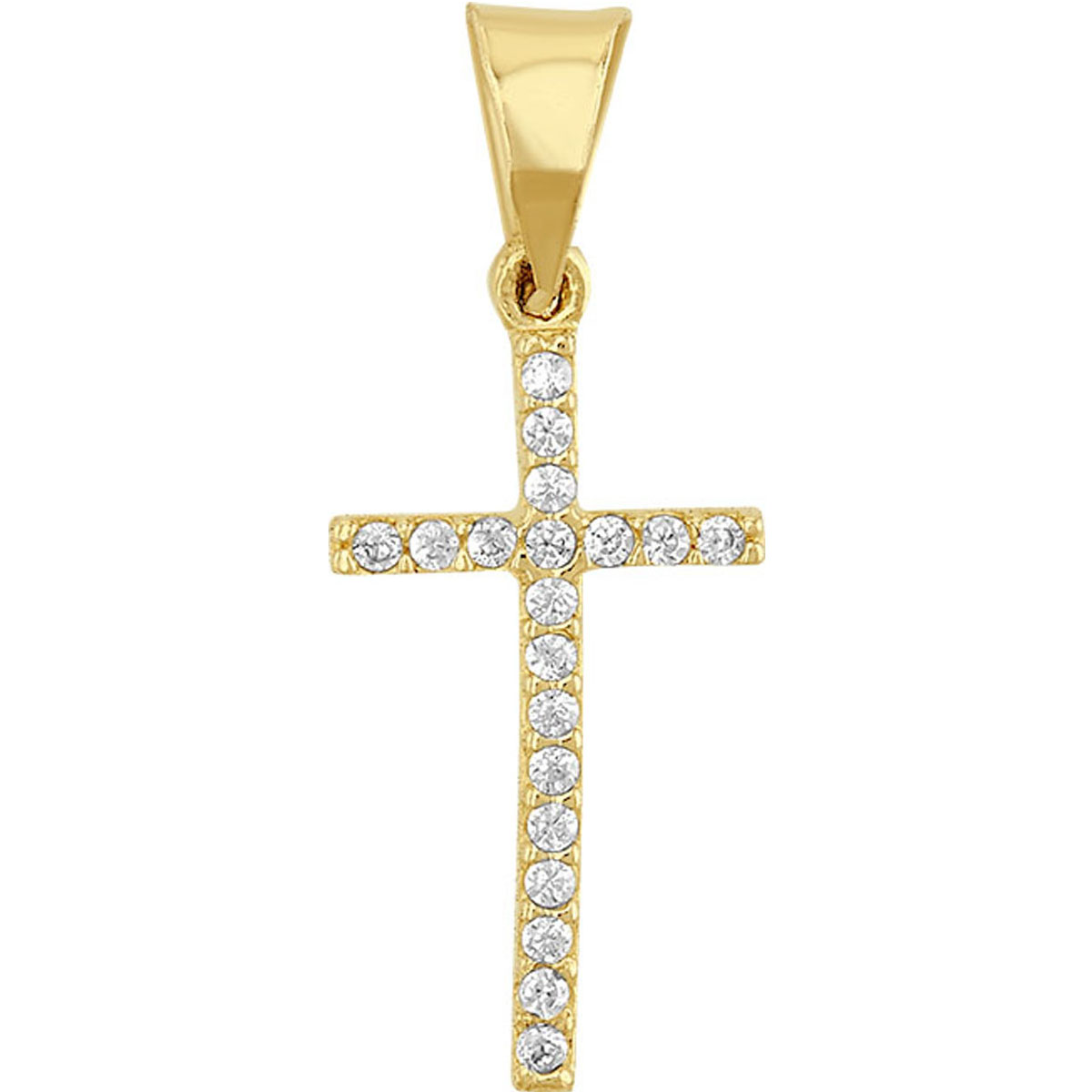 Dije Cruz Delgada Con Zirconias Oro 10 Kilates + Regalo