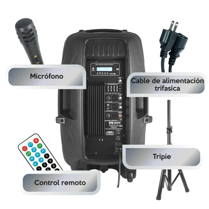 Bafle Amplificado 15" 8000 Watts con Sistema De Luces Incorporadas / Master / MAHM-4.1POWER