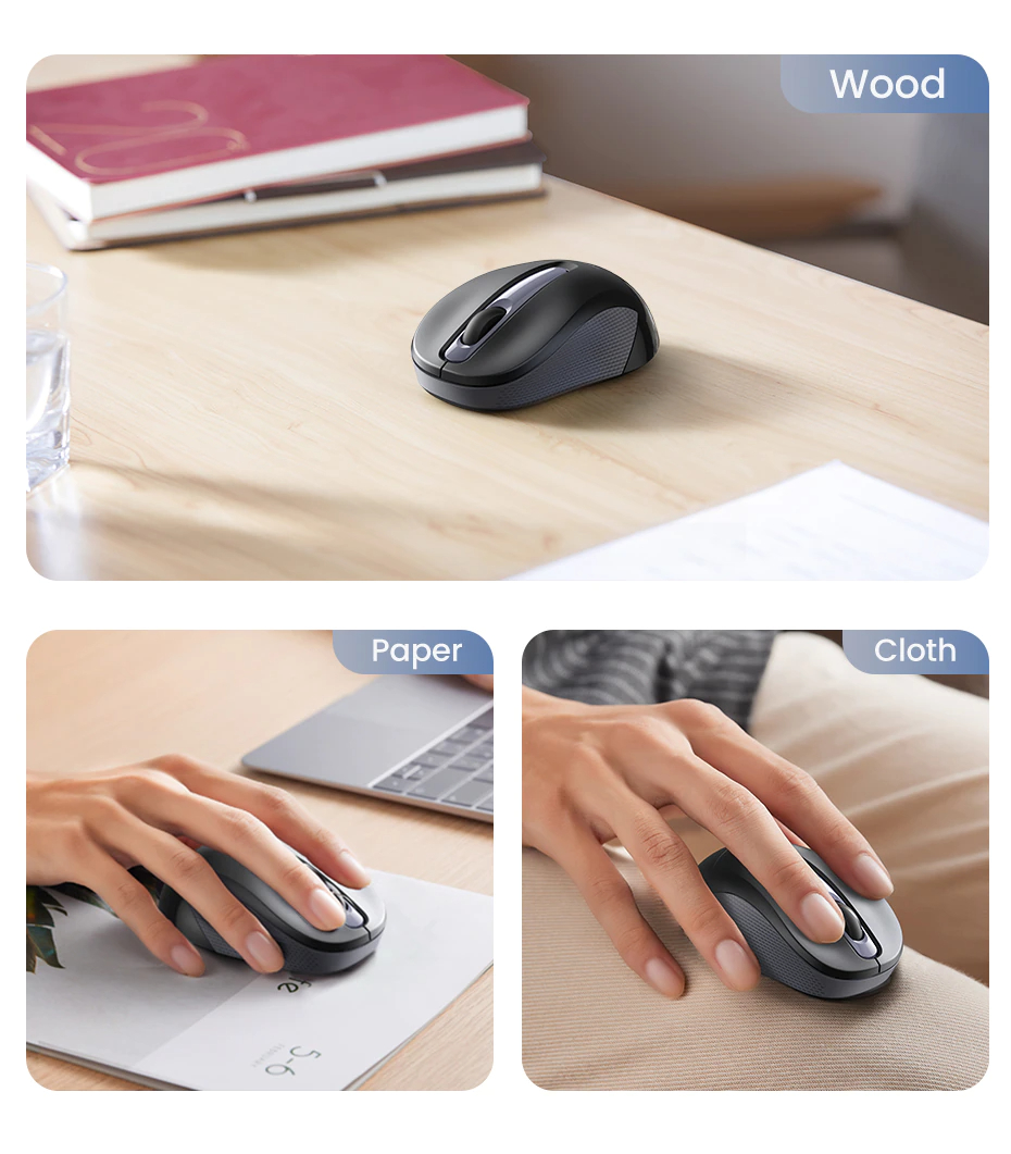 Mouse Inalámbrico Bluetooth Ergonomico Negro Ugreen