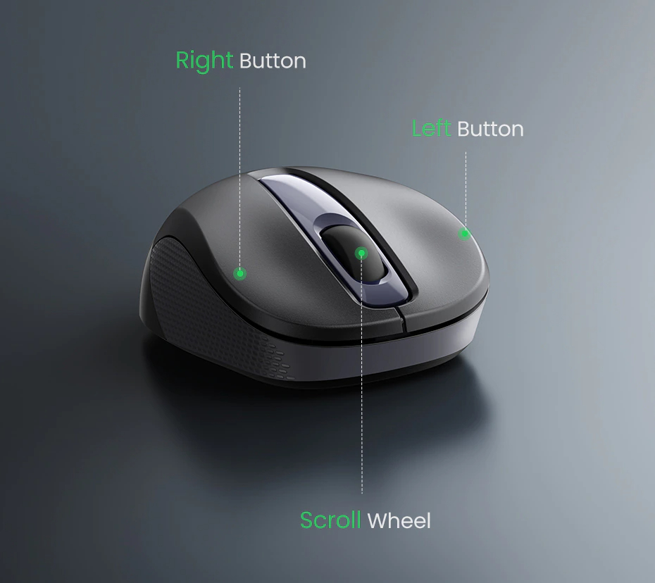 Mouse Inalámbrico Bluetooth Ergonomico Negro Ugreen