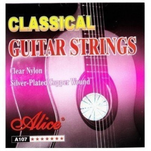 Cuerdas para Guitarra Acústica de Nylon Color Plata Alice A107N