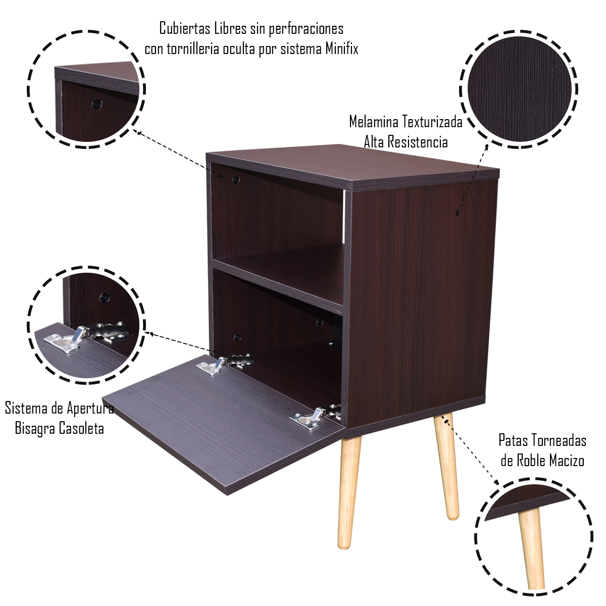 Par de Buros Monaco Chocolate