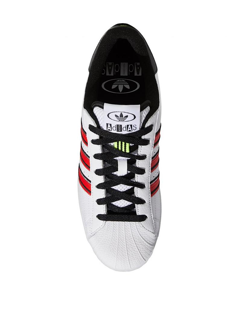 TENIS ADIDAS SUPERSTAR BLANCO CON LINEAS ROJAS (GX6026)