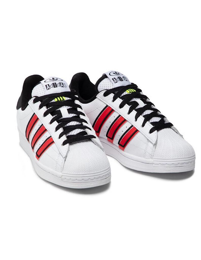 TENIS ADIDAS SUPERSTAR BLANCO CON LINEAS ROJAS (GX6026)