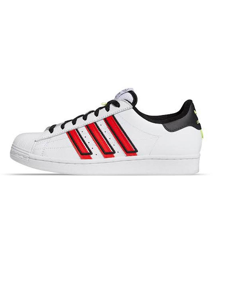 TENIS ADIDAS SUPERSTAR BLANCO CON LINEAS ROJAS (GX6026)