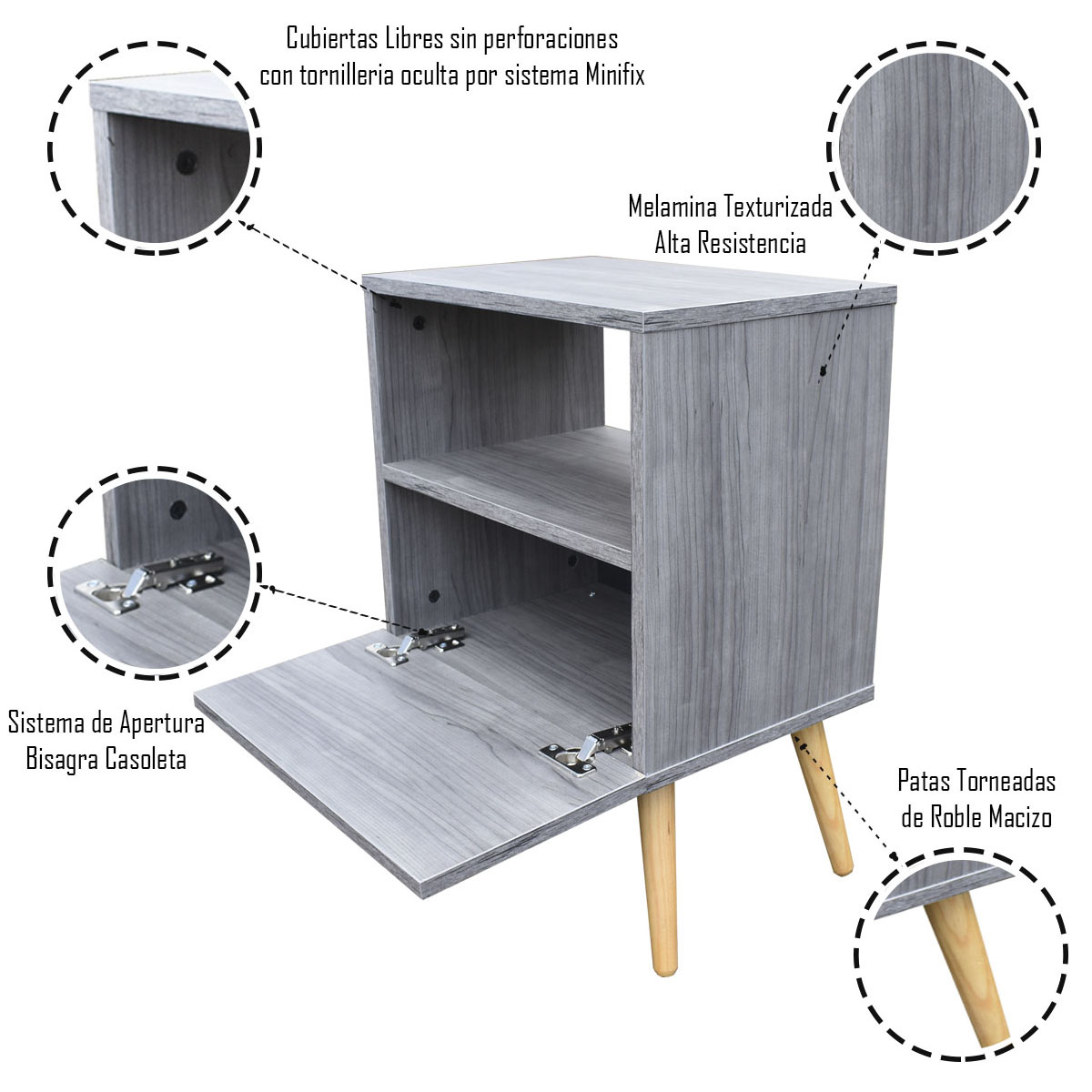 Par de Buros Monaco Gris