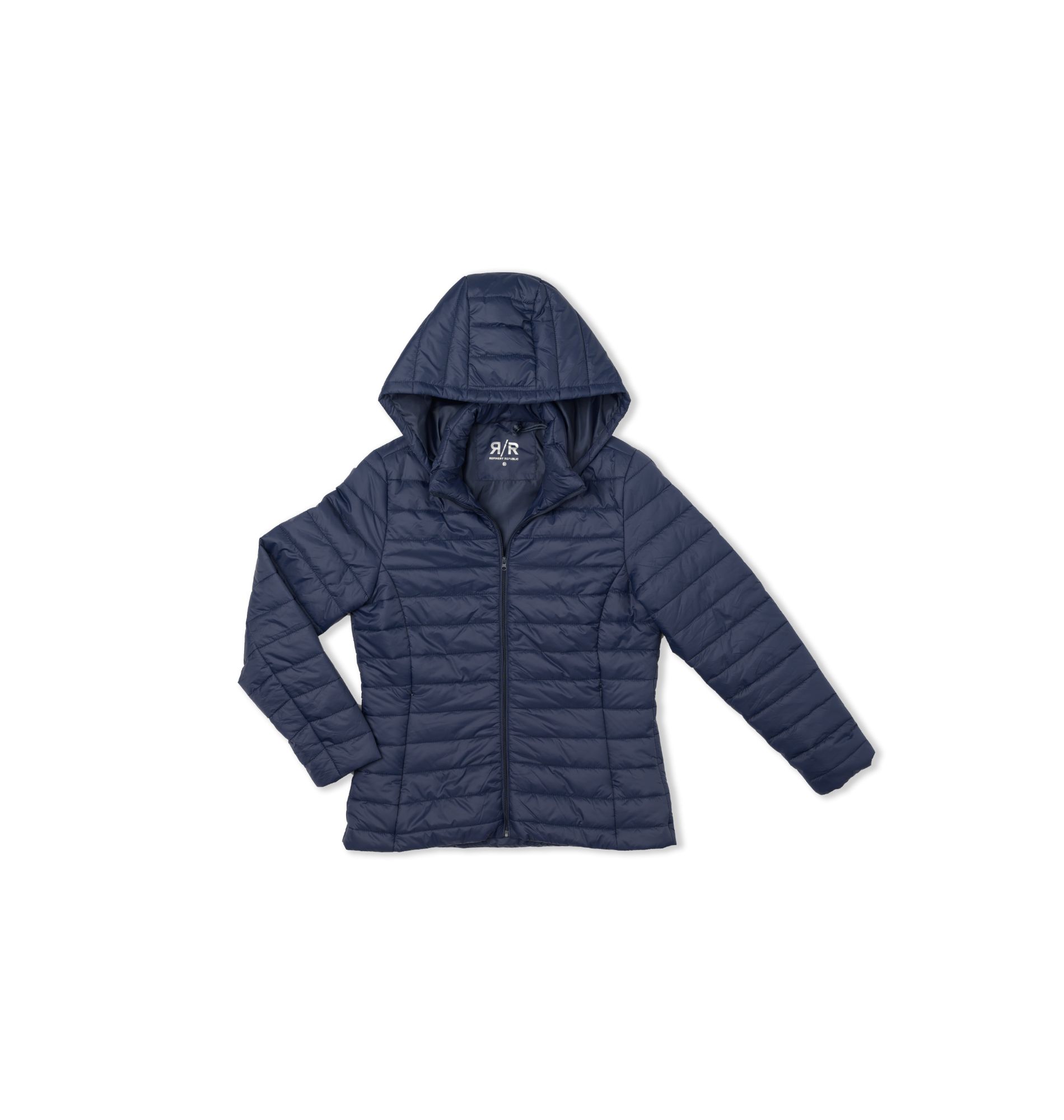 Chamarra Capitonada Con Capucha Para Mujer Color Azul - R/R