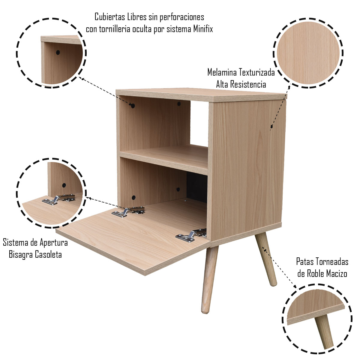 Par de Buros Monaco Roble