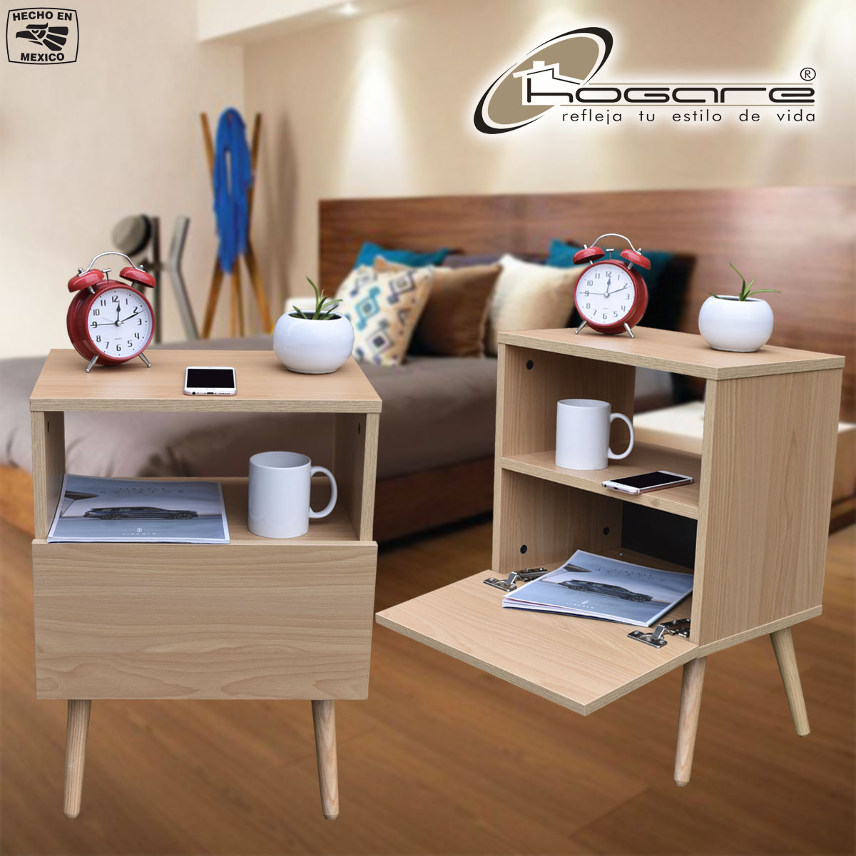 Par de Buros Monaco Roble