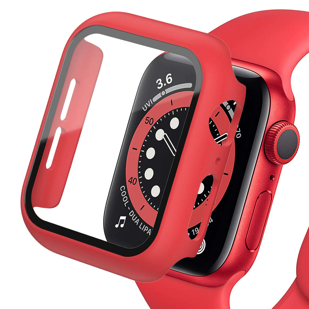 Case para Apple Watch, SET 2 PCS, Carcasa de 44mm / 45mm con Protector de Pantalla Cristal Templado HD