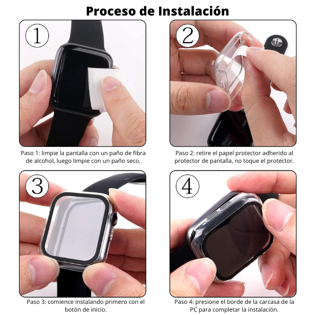Case para Apple Watch, SET 2 PCS, Carcasa de 44mm / 45mm con Protector de Pantalla Cristal Templado HD