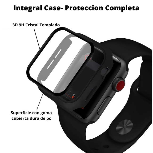 Case para Apple Watch, SET 2 PCS, Carcasa de 44mm / 45mm con Protector de Pantalla Cristal Templado HD