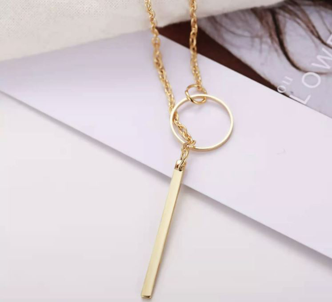 Collar corbatín estilo lariat bar corbata corbatero colgante color DORADO