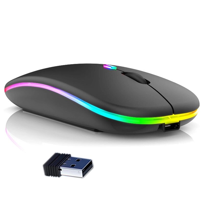 Mouse Inalámbrico Recargable Negro Silencioso