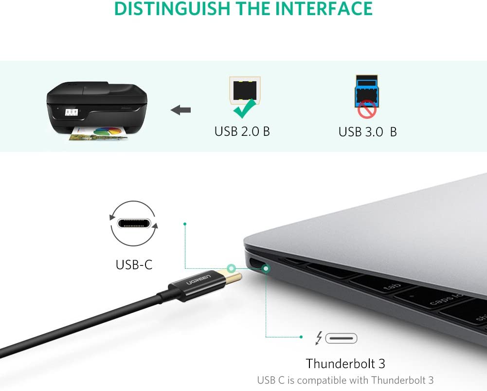 Cable Impresora Ugreen Usb C Usb B 2.0 480 Mbps 2m