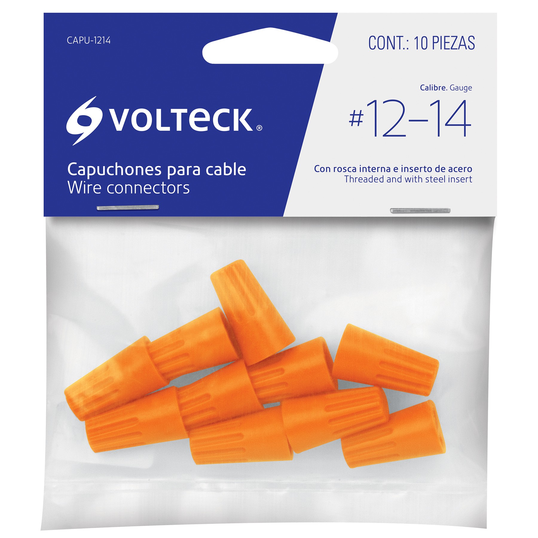 Capuchon Cable 12-14 Awg 10 Pz Naranja Volteck 47329