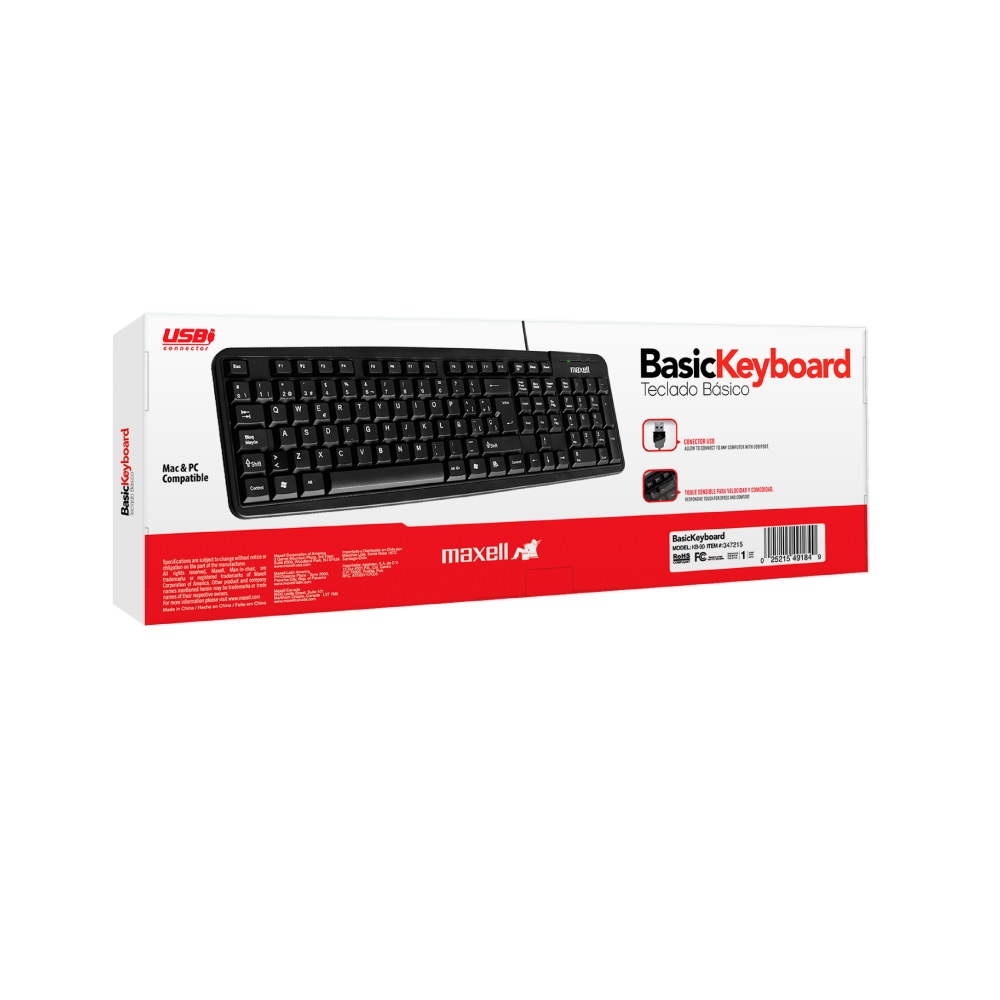 Teclado Maxell / KB-90 / Alambrico / USB / Negro / Español  / 347215