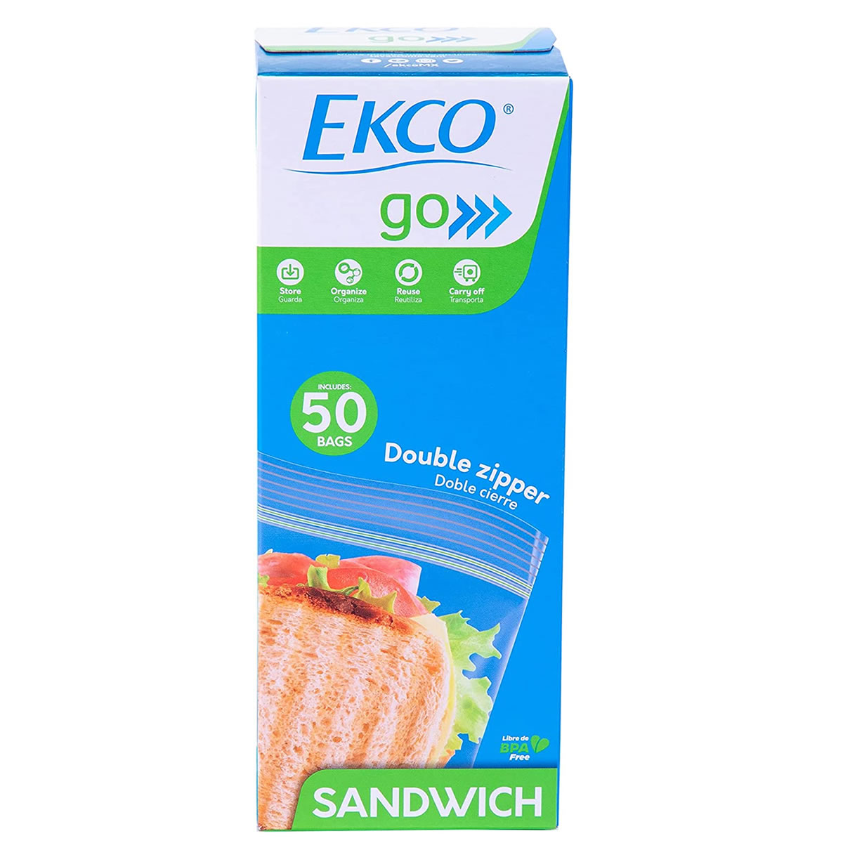 Bolsas Reusables Doble Cierre Multiusos 50 Pz Ekco 37581 VAS