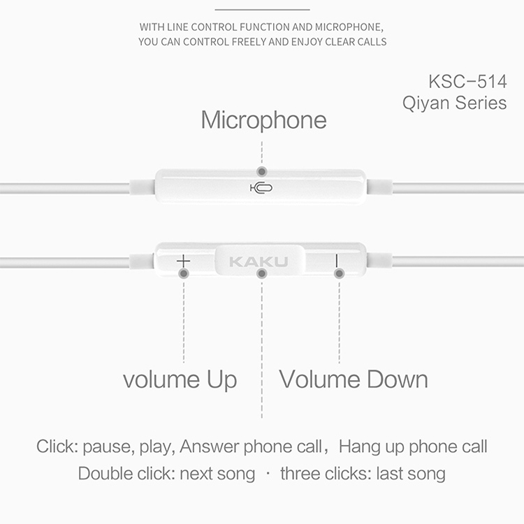 Earphone-Audífonos Lighting KAKU para Iphone series 8, 9, 11,12 & 13 Blanco
