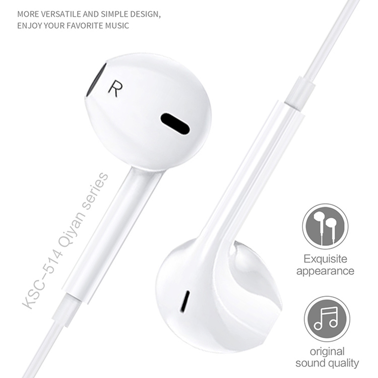 Earphone-Audífonos Lighting KAKU para Iphone series 8, 9, 11,12 & 13 Blanco