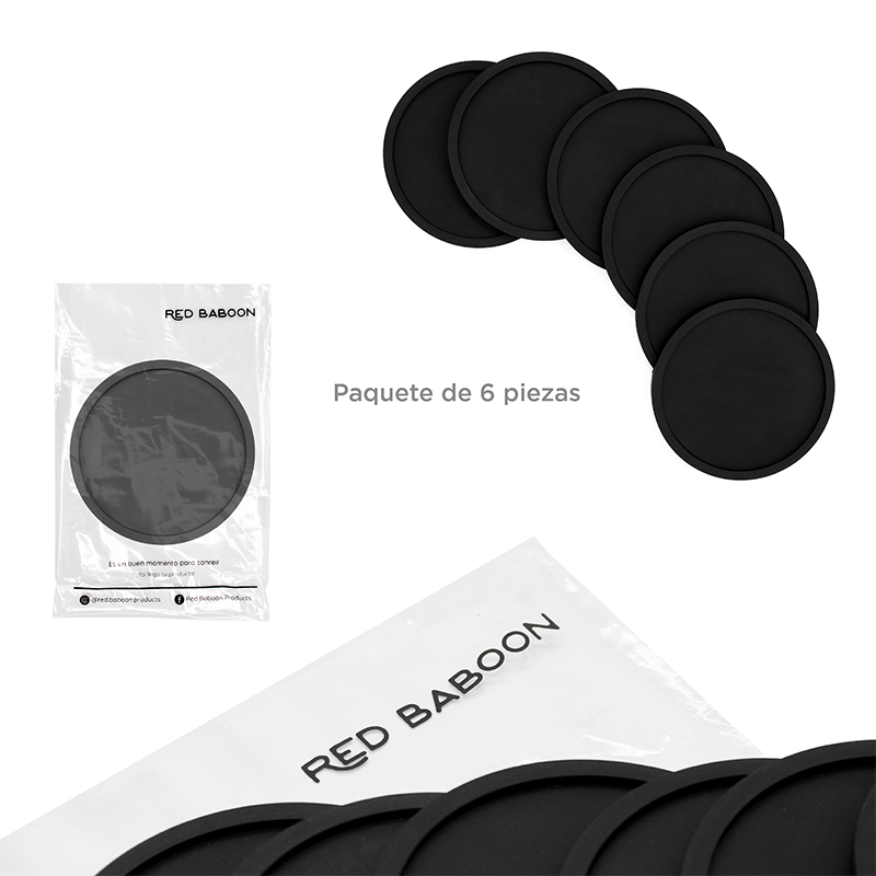 Portavasos para Mesa, Antideslizantes, de Plástico Resistente, 6 piezas, Modelo Coaster, Marca Red Baboon