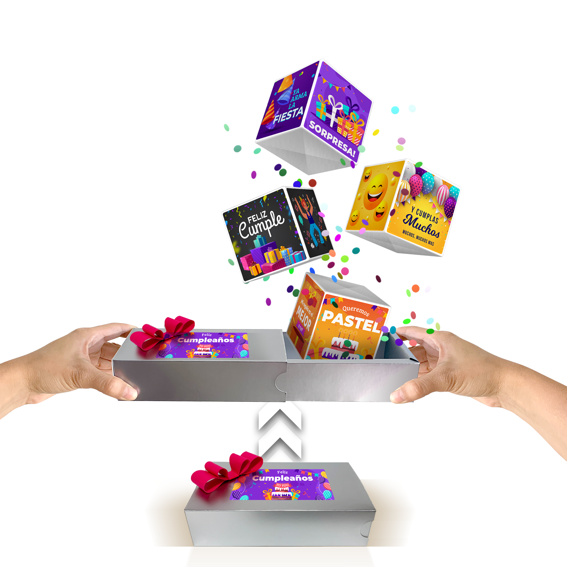 Caja Regalo Sorpresa Cubos Saltarines Cumpleaños