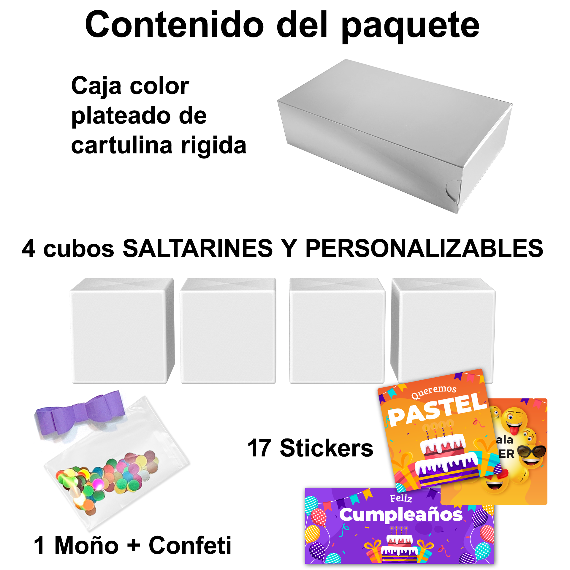 Caja Regalo Sorpresa Cubos Saltarines Cumpleaños