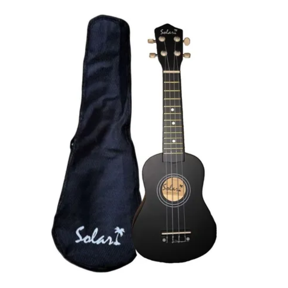 Ukulele Soprano Negro Con Funda