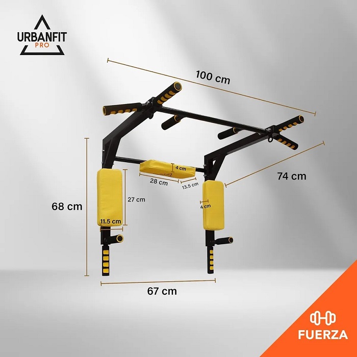 Gym Barra Para Dominadas 8 en 1 Uso Rudo Amarillo