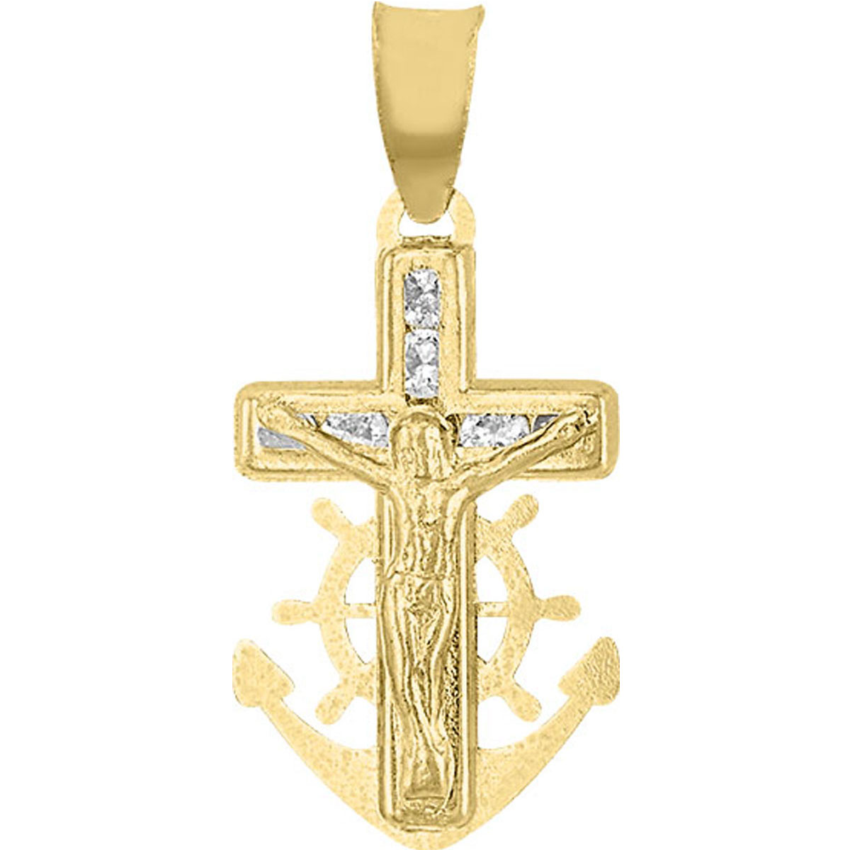 Dije Mini Ancla Cristo Elaborado En Oro De 10 K