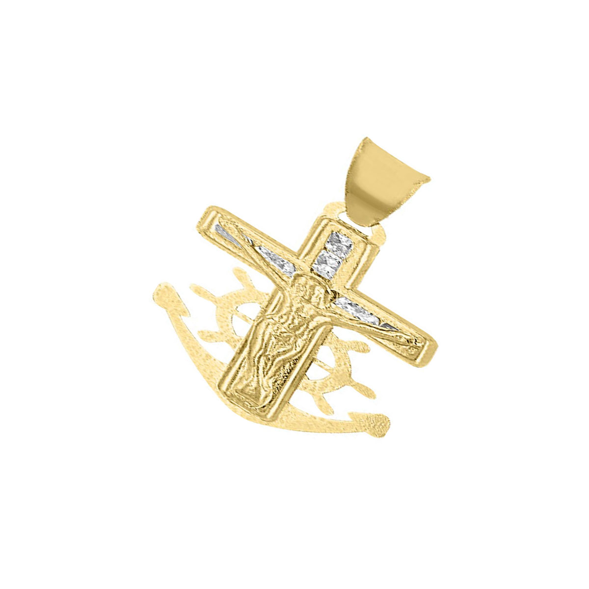 Dije Mini Ancla Cristo Elaborado En Oro De 10 K
