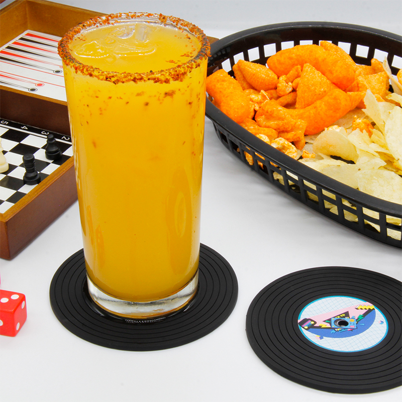 Portavasos para Mesa, Antideslizantes, Diseño Disco de Vinilo Retro, 6 piezas, Marca Red Baboon