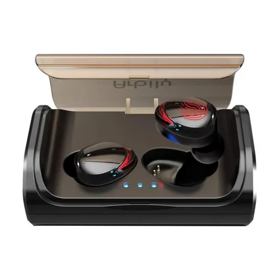 Audífonos in-ear inalámbricos Arbily T8 negro con luz rojo LED