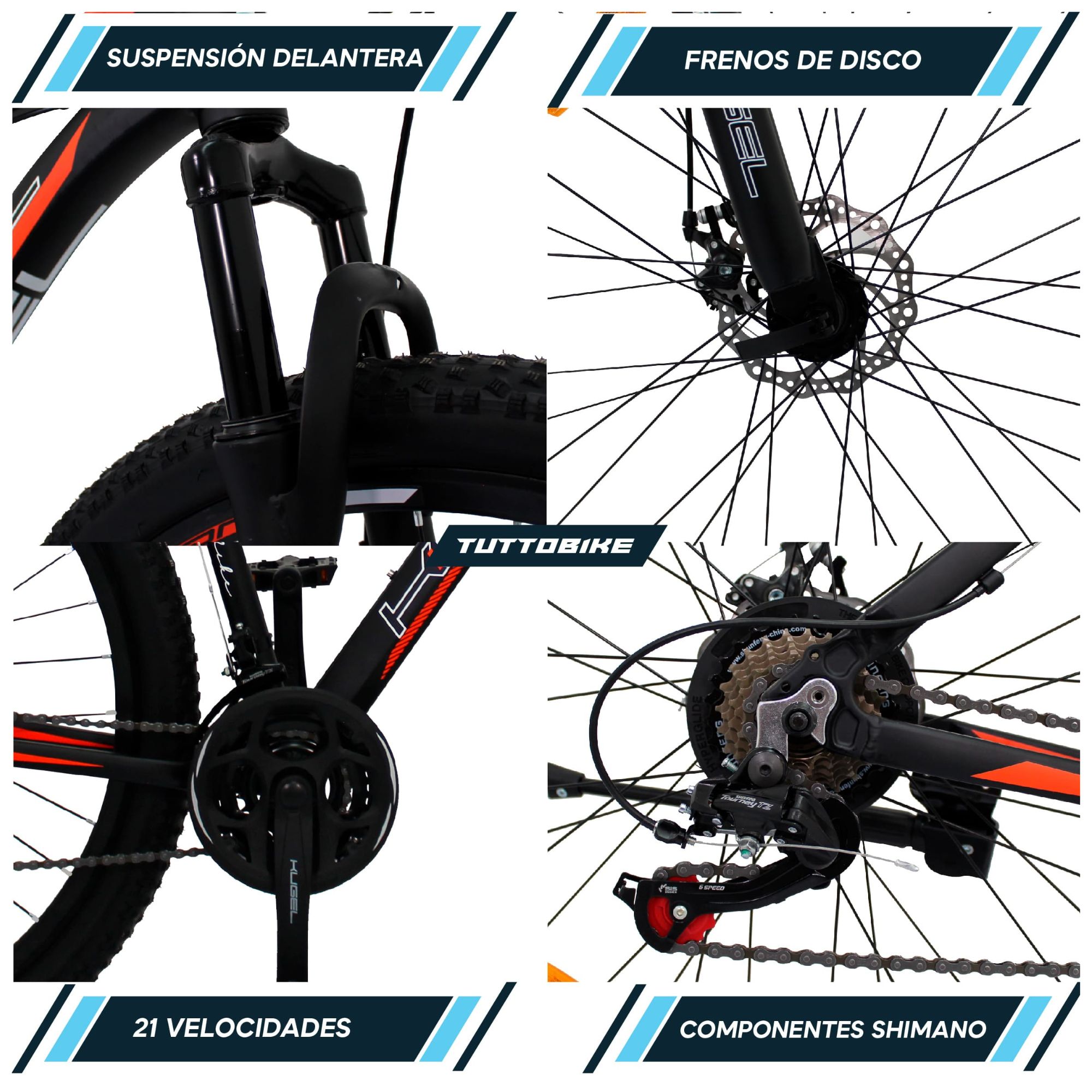 Products Bicicleta Montaña Rodada 29 21 Velocidades Kugel Di-max Negro/Naranja