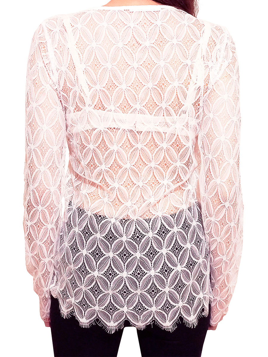 Top Malla Transparente Moda Mujer Grabado V709