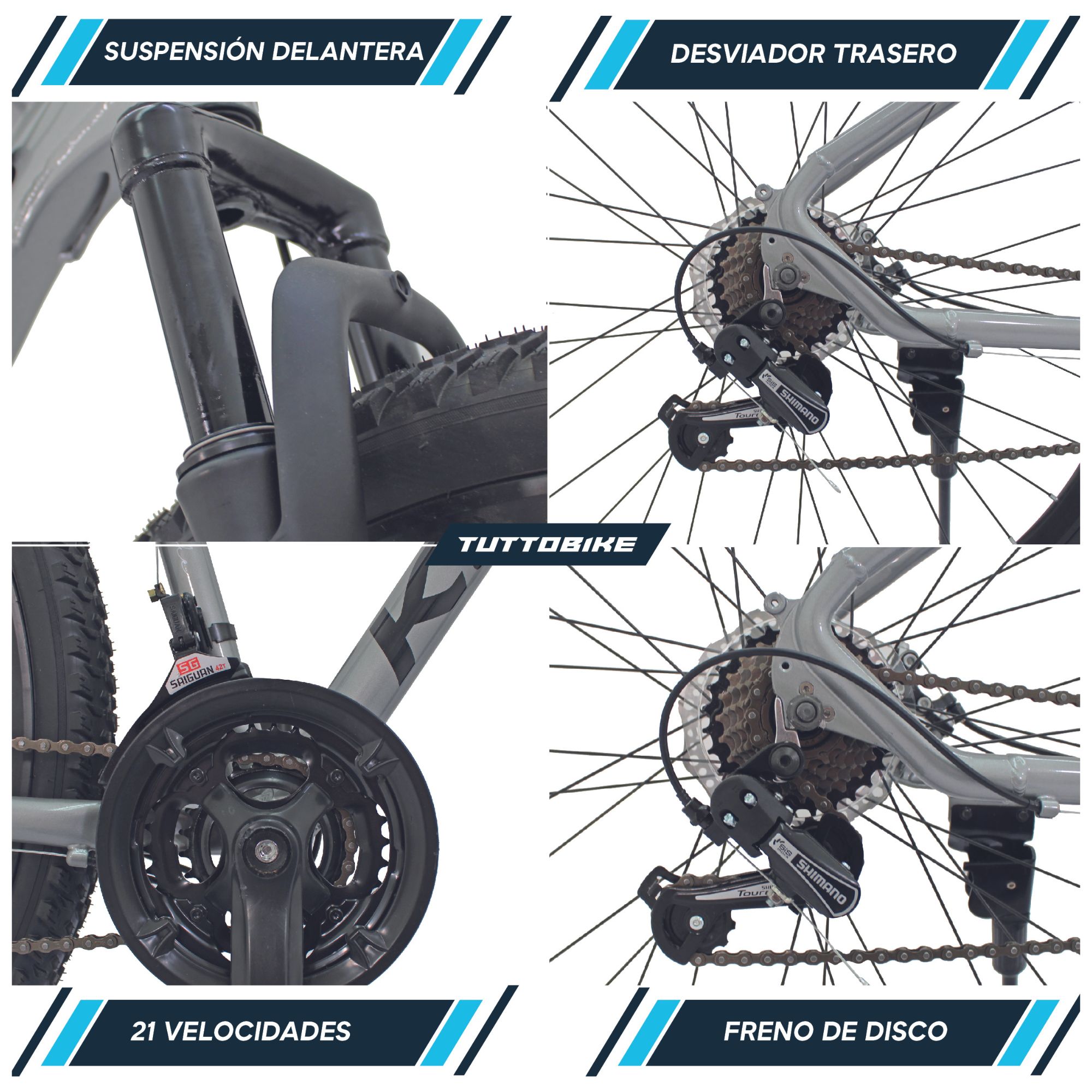 Bicicleta Montaña Rodada 29 21 Velocidades Kugel H-Hybrid Gris