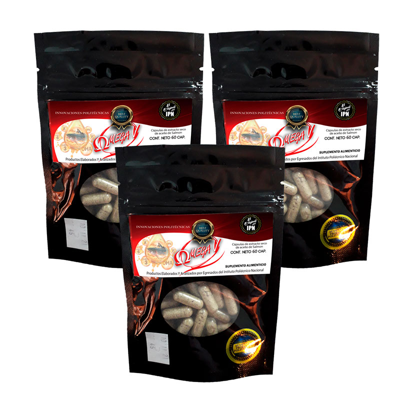 Omega V, Innovaciones Politecnicas, capsulas aceite de salmón 3 Pack