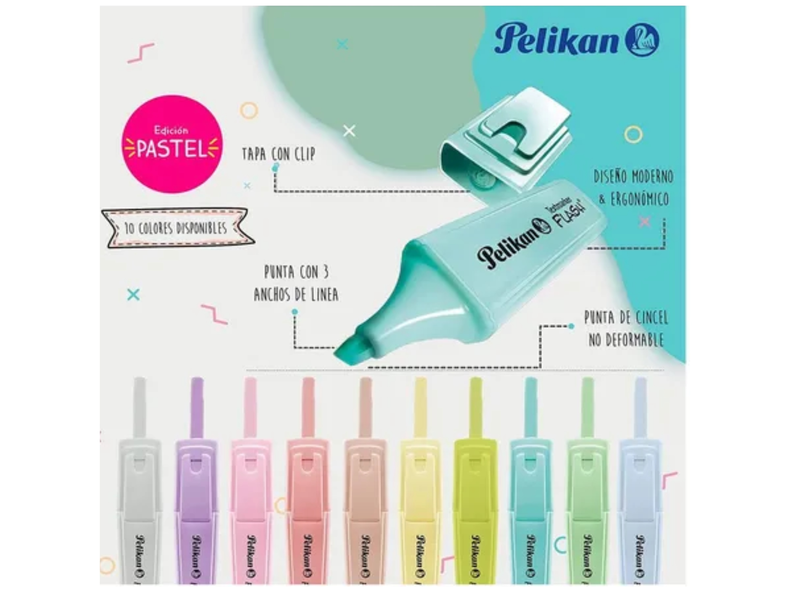 Marcatexto Pelikan Flash Pastel 10 Piezas