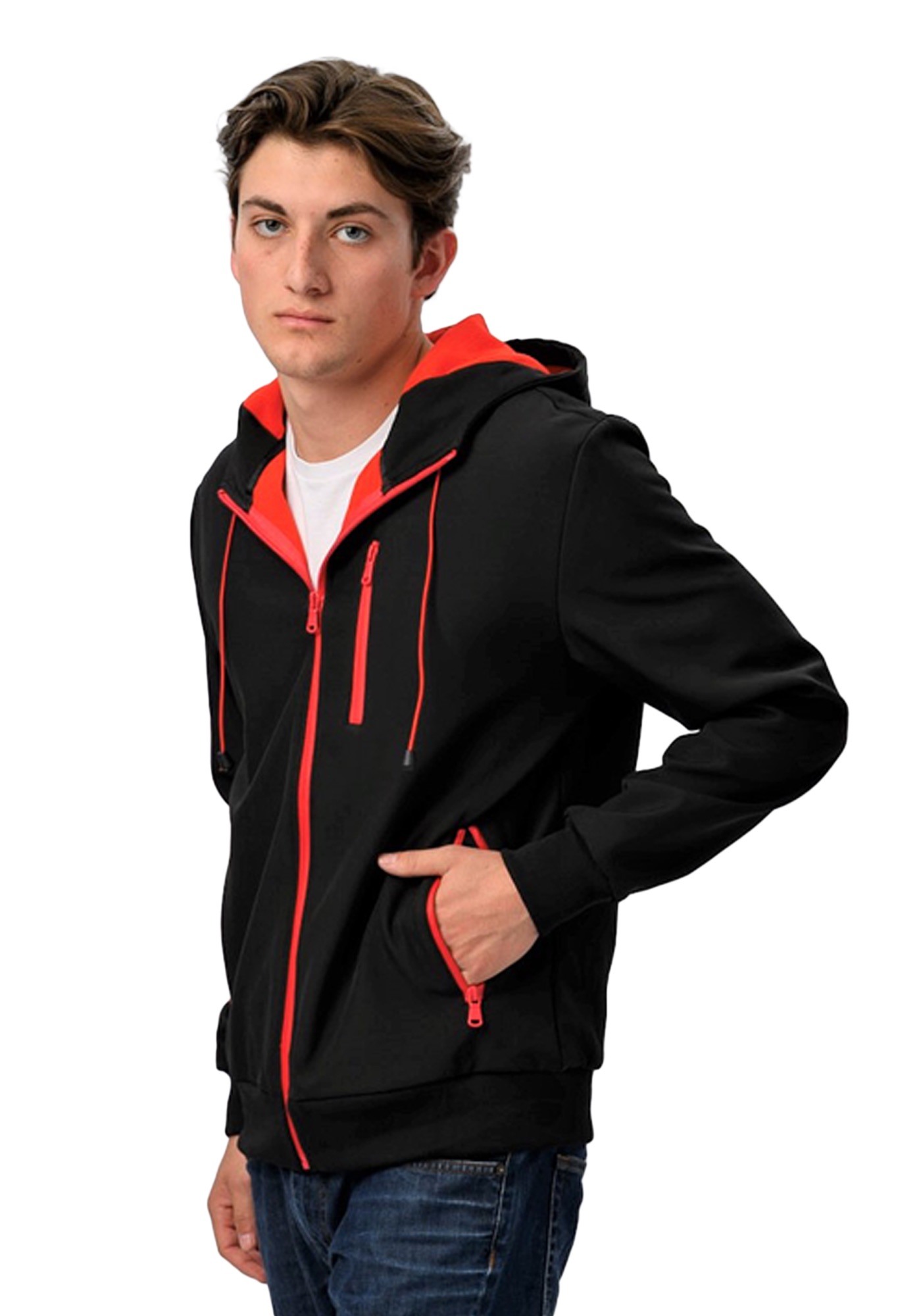 Sudadera Hoodie Con Capucha y Cierre De hombre Color Negro - R/R
