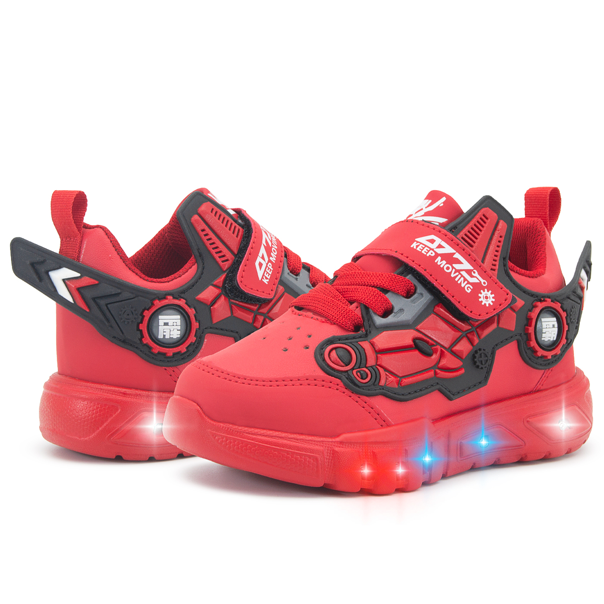 Tenis Con Luces De Impacto Casuales Rojo Ninos 18-21.5