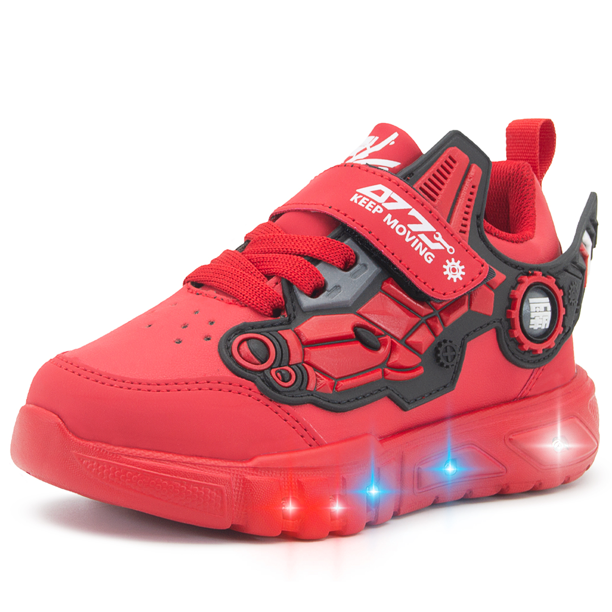 Tenis Con Luces De Impacto Casuales Rojo Ninos 18-21.5