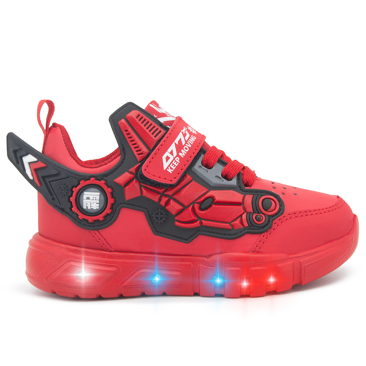 Tenis Con Luces De Impacto Casuales Rojo Ninos 18-21.5